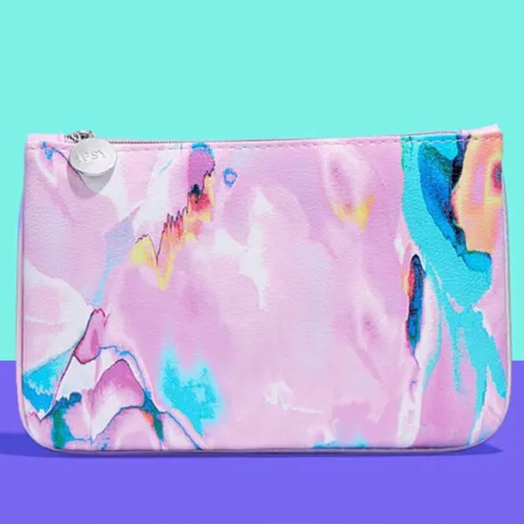 IPSY faux leather futuristic colorful glam cosmetic bag NWOT - Picture 1 of 5